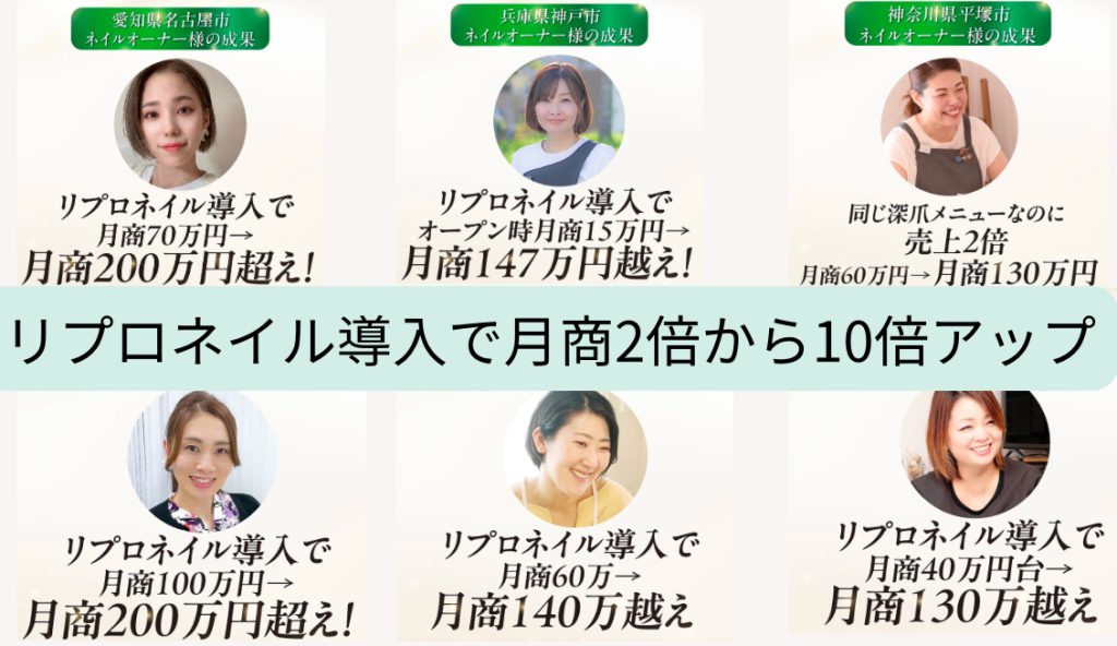 リプロネイル®導入で月商2倍から10倍アップ
